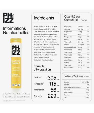 Phizz Electrolytes Multivitamines & Comprim s d'hydratation - 20 comprim s de r hydratation effervescents - 18 vitamines et min raux vitamine C v gane v g tarien et hypocalorique (Citron) Zitrone 20 unit (Lot de 1) - Buy Online on GoSupps.com