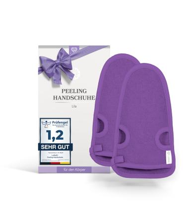 Lowell 2 pieces of peeling glove body hammam glove peeling for body and face glove peeling exfoliating gloves body scrub bonus peeling guide and 2 suction cups purple purple/purple