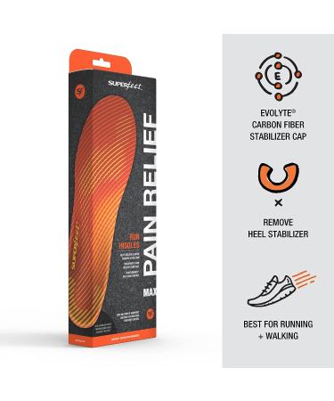 Superfeet Run Pain Relief Insoles - Arch Support for Plantar Fasciitis - Tangerine 7.5-9 Men / 8.5-10 Women - Buy Online on GoSupps.com