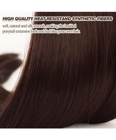 BARSDAR 86cm Braided Ponytail Extension - Natural Soft Synthetic Hair for Women - Dark Auburn - DIY Hair Style - Buy Online on GoSupps.com
