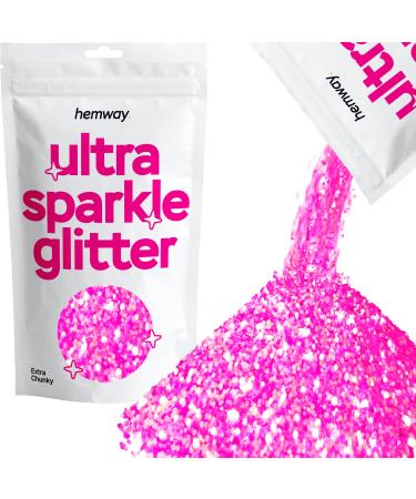 Hemway Extra-Chunky Glitter 100g 3.5oz Cosmetic Safe 1mm 1/24" 0.04" Baby Pink Baby Pink Iridescent Extra Chunky - 100g