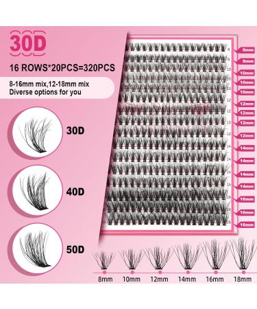 320 Pcs 30D-D 3D Fluffy Cluster Lashes for DIY Eyelash Extensions at Home | Individual 3D Effect Lash Clusters for Self Application - Buy Online on GoSupps.com