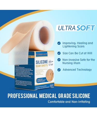 LONNIELONLI Silicone Scar Sheets - 2 Pack 1.6x60 Roll - Reusable Professional Scar Removal Tape for C-Section, Surgery, Burn, Keloid, Acne - Buy Online on GoSupps.com
