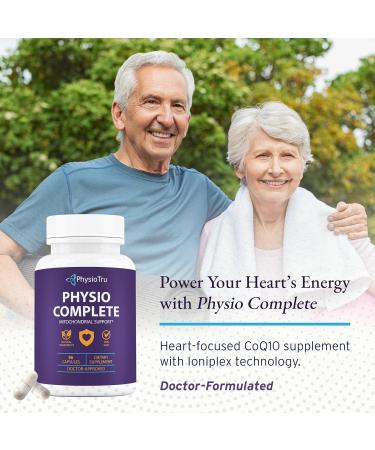 PhysioTru Physio Complete CoQ10 Supplement - Superior Nutrient Absorption Antioxidant & Energy Support - Coenzyme Q10 Ubiquinone with Fulvic Acid Magnesium Taurate & Reishi Extract - 1 Pack 56 Count (Pack of 1) - Buy Online on GoSupps.com