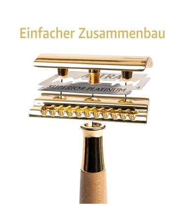 ANYMALE Safety Razor with Maple Wood Handle | Plastic-Free Ladies Razor Set with Stand & 5 ASTRA Blades - Eco-Friendly Shaving Solution - Buy Online on GoSupps.com