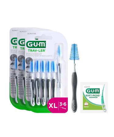Gum Trav-Ler Professional Interentalbrushes |Bristles with antibacterial protectionCoated wire |Ergonomic handle |3 x 6 pieces (with 1 free test) ISO SIZE 7 2.6mm 18 units