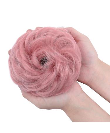 Buy Silk-Co Hair Part with Rubber Band - Wavy Soft Bun Extensions 45g in Dark Pink | Thickening Messy Bun Updos - Buy Online on GoSupps.com