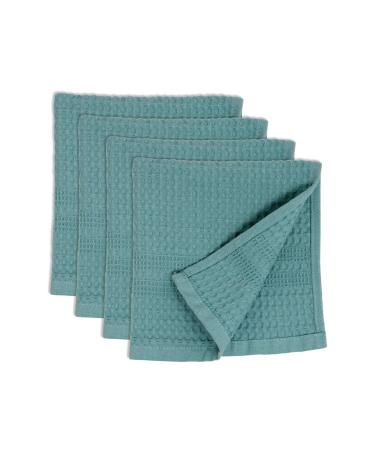 GILDEN TREE Waffle Towel Quick Dry Thin Exfoliating, 4 Pack Washcloths for Face Body, Classic Style (Seafoam) Seafoam 4