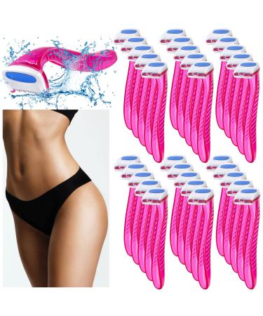 30 Pieces Bikini Razors T-Type Beauty Razor Bikini Line Trimmer Personal Women Bikini Razor Small Armpit Trimmer for Girls Body Cosmetic Tool (Rose Red) Blue,Red,Rose