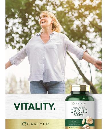 High Allicin Garlic Supplement 500mg | 180 Caplets | Odorless Garlic Pills | Vegetarian  Non-GMO  Gluten Free | by Carlyle - Buy Online on GoSupps.com