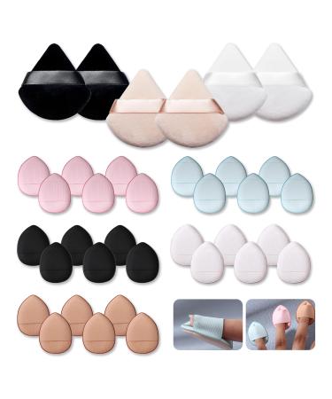 35 Pcs Powder Puff 5 Powder Puff Face Triangle and 30 Finger Powder Puffs Multicolor Mini Finger Makeup Puff Wet Dry Dual Use Makeup Sponges for Concealer Loose Powder Blush Touch-up