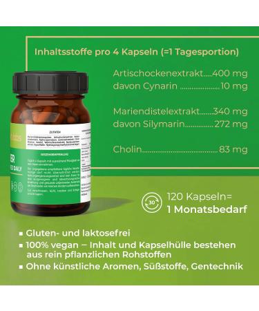Victilabs Leber Complex Daily - Vegan Liver Support | Artichoke Dandelion Choline | 120 Additive-Free Capsules | High-Dose Milk Thistle Supplement - Buy Online on GoSupps.com