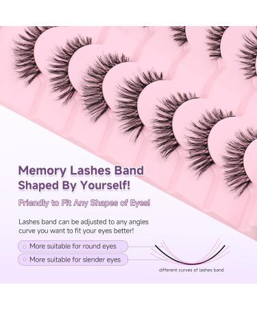 Natural Lashes 14mm Wispy Cat Eye False Eyelashes - EVENTILL Fantasia Soft Strip Lashes - 7 Pairs of C Curl Volume Lashes - Buy Online on GoSupps.com