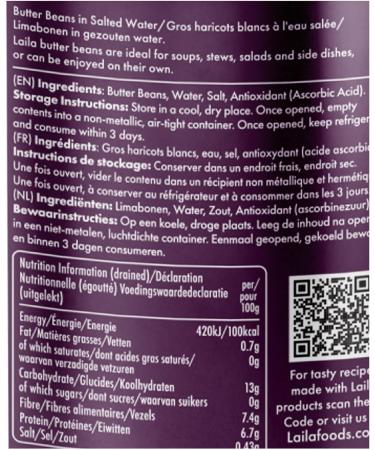 Laila Canned Butter Beans 12x400G (Cannelli Beans in Salted Water) (pack of 12) - Buy Online on GoSupps.com