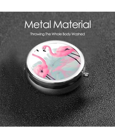 Pink Flamingo Round Pill Box - 3 Compartment Travel Organizer for Easy Medication Management - Buy Online on GoSupps.com