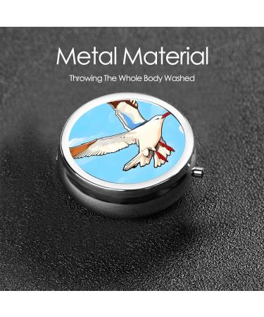 Flying Seagulls Round Pill Box | 3 Compartment Organizer for Purse & Pocket | Portable Travel Pill Box - Shop Now - Buy Online on GoSupps.com