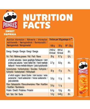 Pringles Sweet Paprika 185g - Irresistible Crisp Chips in Practical Can | Shop Internationally for Snacks - Buy Online on GoSupps.com