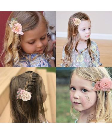 GAVIK Set of 3 Pink Flower Hair Clips for Girls Handmade and Durable Accessories - Buy Online on GoSupps.com