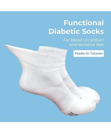 Magic Sport Non-Binding Diabetic Ankle Socks - Wide Cuff, Seamless Toe, Cushioned - Unisex, Large, White - Buy Online on GoSupps.com