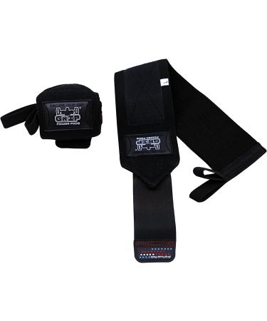 Grip Power Pads Wrist Wraps - Premium Quality Cotton Gym Bandage Straps for Weightlifting - Men & Women - PRO Rubber Jet Black - Buy Online on GoSupps.com
