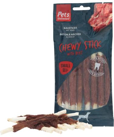 Pets Unlimited Chew Sticks with Beef - Small 8 Pieces (Pack of 2) | Premium Dog Treats for Healthy Chewing - International Shipping Available - Buy Online on GoSupps.com