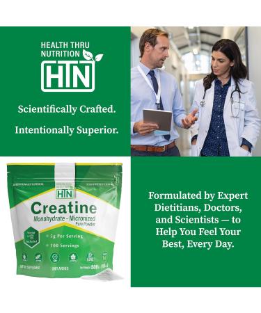Health Thru Nutrition Creatine Monohydrate Micronized Powder 500g Pure Unflavored 5g Per Scoop Workout Support Muscle Fuel and Recovery Bulk Supplement | Non-GMO Vegan - Buy Online on GoSupps.com