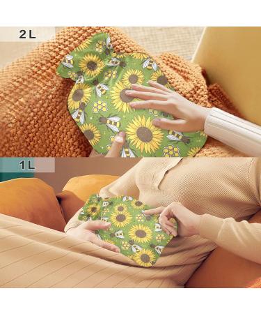 ZZXXB Sunflower Bee Warm Bottle 1L - Fleece Cover for Neck & Shoulder Pain Relief Hand & Foot Warmer PVC Heat Bag Hot & Cold Therapy - Buy Online on GoSupps.com