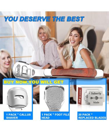 Professional Foot Scraper & Callus Remover | Stainless Steel Pedicure Tool with 20 Replacement Blades - Ultimate Foot Care Solution - Buy Online on GoSupps.com