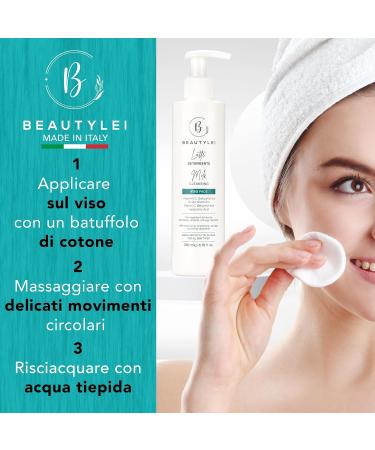 BEAUTYLEI Organic Facial Cleansing Milk Vitamin C Hyaluronic Acid Bakuchiol Oats Makeup Remover Moisturizing AntiAging Nourishing Purifying Anti Acne Pimples All skin types MADE IN ITALY - Buy Online on GoSupps.com