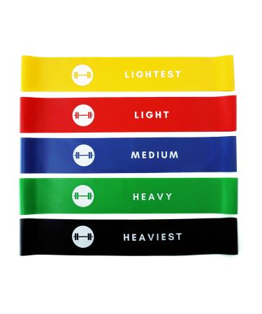 Resistance Bands - Elevans Exercise Bands Set for Yoga Workout and Strength and Fitness Training - Proudly Canadian - Bande Elastique Entrainement 5 Colours - 12 Inch