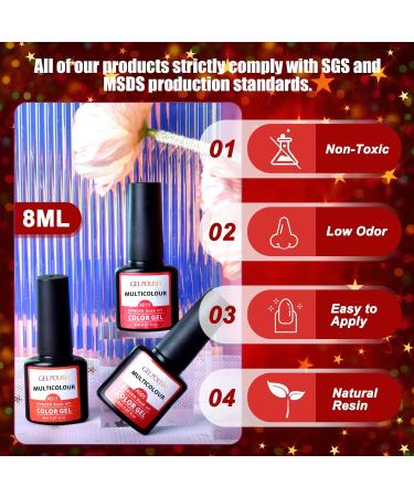 SHOWNAIL 21Pcs Sparkle Red Gel Nail Polish Set - Soak Off, Base Glossy Matte Top Coat, Classic Red Colour - Nail Art Starter Kit 8ml - Buy Online on GoSupps.com