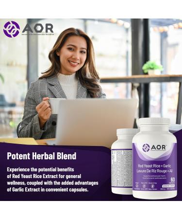 AOR - Red Yeast Rice + Garlic 60 Caps - Garlic Extract & Red Yeast Rice Supplement for Heart Health Respiratory Health Nasal Congestion Relief Blood Flow & Mucus Relief - Cardiovascular Supplement - Buy Online on GoSupps.com