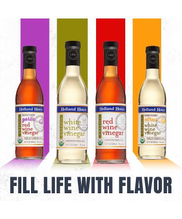 Holland House Organic White Wine Vinegar - 12 FL OZ - Ideal for Marinades, Vinaigrettes, and Cooking - Buy Online on GoSupps.com