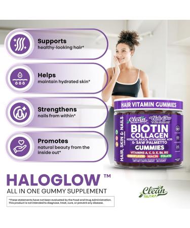 Clean Nutra Biotin Gummies | Collagen Hyaluronic Acid Keratin Hair Vitamins Supplement - Hair Growth Support Skin & Nails - Vitamins C D E B6 & B12 - US Made for Women & Men | 60 Gummy Count - Buy Online on GoSupps.com