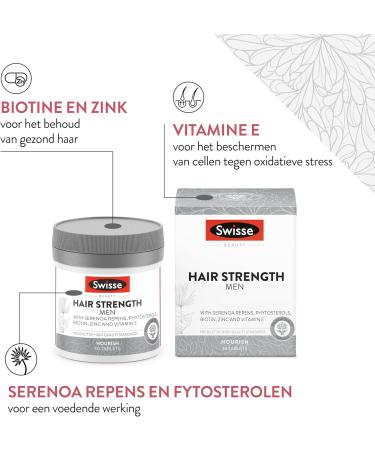 SWISSE Strong Hair for Men Supplements for Hair with Biotin Vitamin E and Zinc 30 Tablets Made in Italy Old Edition - Buy Online on GoSupps.com