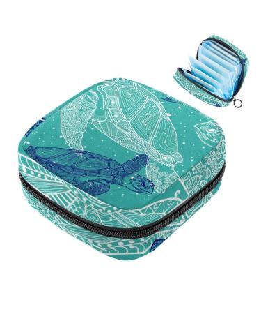 Menstruation pad bag with zipper women's napkin bag tampons collective bags for women and girls (sea turtles sea life)