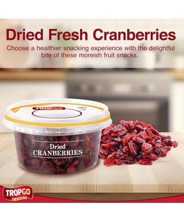 Tropgo Dried Cranberries 190g - Dried Fruit in Resealable and Recyclable Tub - Quick Energy Boost & Wholesome Trail Mix - Ready-to-Eat Dehydrated Fruit Snacks for Kids and Adults - Buy Online on GoSupps.com