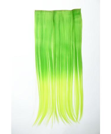 WIG ME UP-YZF-3179P-TF2605TTF2106 Extension hair extension clip-in 5 clips wide smooth ombre two-color green light green-neon green mix 60cm long light green-neon green mix (TF2605TF2106)