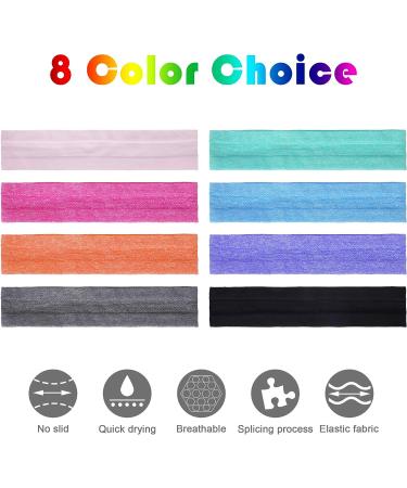 Sweatband Headbands Set - Non-Slip, Stretchy Sports Headbands for Men and Women - Assorted Solid Colors - Buy Online on GoSupps.com