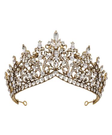 AW BRIDAL Wedding Tiara Queen Crown for Women Bridal Crown for Girls Rhinestone Gothic Princess Crown Crystal Wedding Crown for Brides (Bronze)