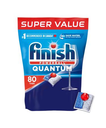 Finish Power Ball Quantum Dishwasher Detergent Pods No pre sinse needed For Deep clean & sparkling shine 80 Tabs FRESH 80 count (Pack of 1)