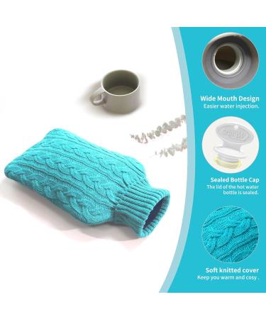 Samply 2L Hot Water Bottle with Knitted Cover - Hot/Cold Compress for Pain Relief - Sky Blue/Green - Buy Online on GoSupps.com