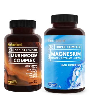 BioEmblem Triple Magnesium Complex 180 Capsules and Mushroom Complex