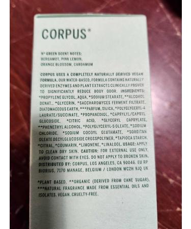 CORPUS N Green Plant-Based Deodorant | Vegan, Cruelty-Free, Non-Toxic | Made In USA - Buy Online on GoSupps.com