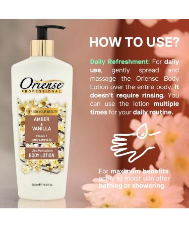 Body Lotion with Warm Vanilla & Amber | Light Moisturization Bitter Almond Oil Glycerine & Vitamin E | Fast Absorbing - 16.9 fl. oz - Buy Online on GoSupps.com