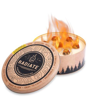Radiate - XL Outdoor Portable Campfire - 3 to 5 Hours of Burn Time - 8 Reusable Fire Pit for Camping, Smores, Cooking, and Picnics - Recycled Soy Wax 1 Pack