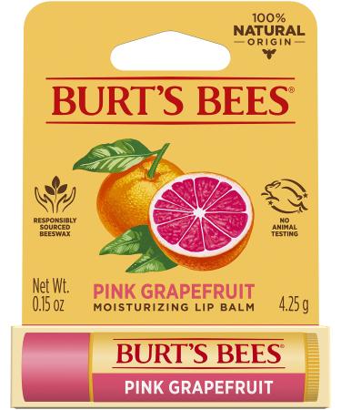 Burt's Bees 100% Natural Moisturizing Lip Balm Pink Grapefruit with Beeswax & Fruit Extracts - 1 Tube