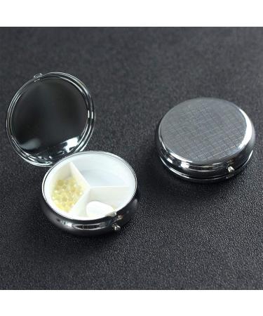 Solid Color Pink Portable Metal Pill Box - Round Mini 3-Compartment Design for Small Pills | Perfect Travel Accessory - Buy Online on GoSupps.com