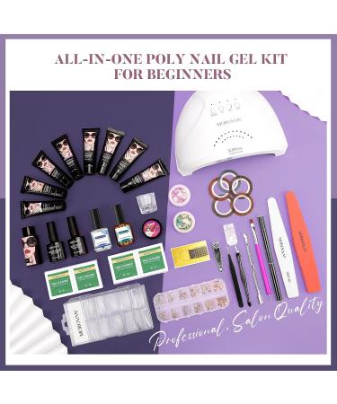 Morovan Poly Gel Nail Kit with LED Nail Lamp - 8 Pcs Poly Gel Nail Kits with U/V Light - Starter Kit in Dark Purple - Buy Online on GoSupps.com