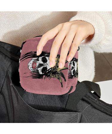 Skull Period Pouch: Portable Tampon Storage Bag - Organize Sanitary Napkins & Tampons - Perfect First Period Gift for Teen Girls - Multicoloured - Buy Online on GoSupps.com
